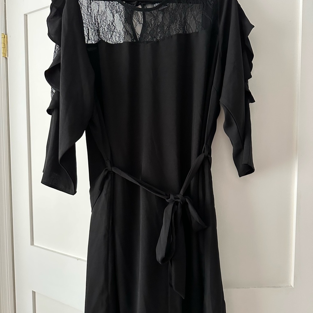 City Chic Black Dress with Lace Details chest and sleeve